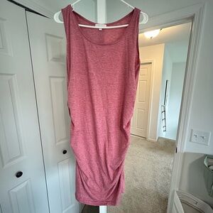 Pink Ruched Sheath Midi Dress